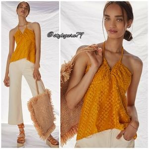 NWT, Anthropologie, SACHIN & BABI CLIP DOT HALTER TANK in GOLD
